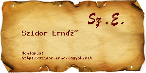Szidor Ernő névjegykártya